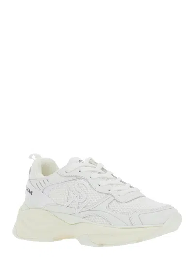 Stuart Weitzman White Sneakers With Logo Embroidery On The Side And Logo Patch On The Heel In Leather And Mesh Woman