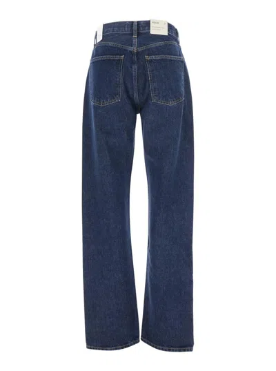Agolde Blue Jeans With Belt Loops And Logo Patch On The Rear In Denim Woman