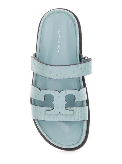 Tory Burch 'ines' Blue Sandals With Patch Logo On The Front In Leather Woman
