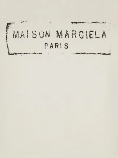 Maison Margiela Beige Top With Wide Neckline And Logo Printed On The Front In Viscose And Cotton Blend Woman