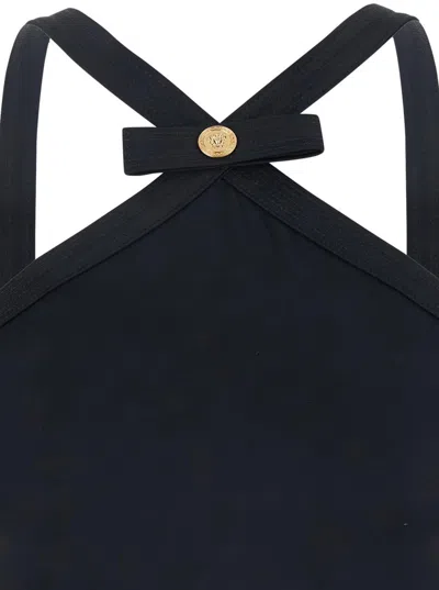 Versace Black One-piece Swimsuit With Medusa Head Detail In Tech Fabric Woman