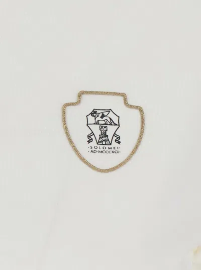 Brunello Cucinelli White Polo Shirt With Logo Printed On The Front In Cotton Jersey Woman