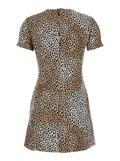 Michael Kors Brown Mini Dress With All-over Leopard Print In Tech Fabric Blend Woman