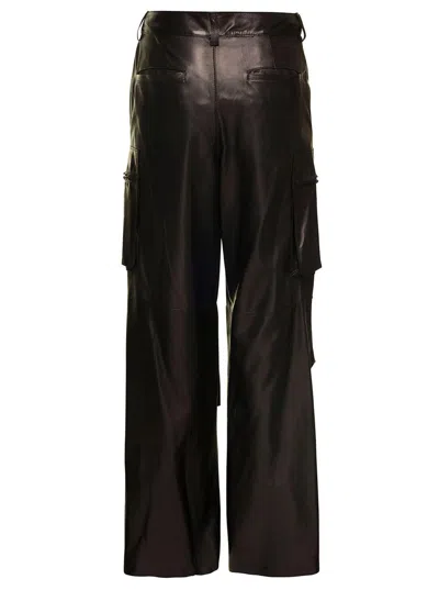 Salvatore Santoro Brown Cargo Pants In Nappa Leather Woman