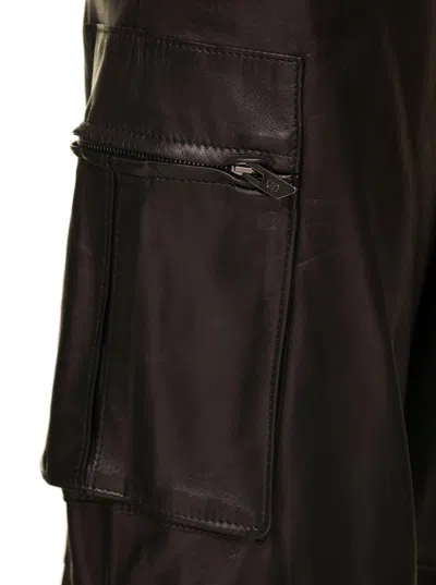 Salvatore Santoro Brown Cargo Pants In Nappa Leather Woman