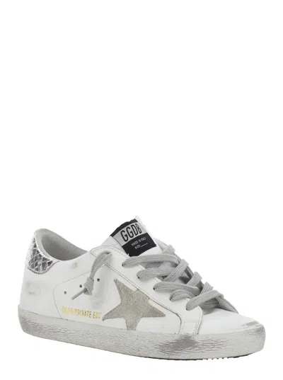 Golden Goose 'superstar' White Low Top Sneakers With Star Patch On The Side And Laminated Heel In Leather Woman