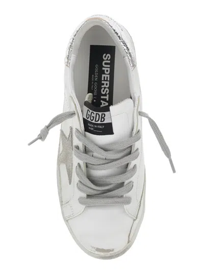 Golden Goose 'superstar' White Low Top Sneakers With Star Patch On The Side And Laminated Heel In Leather Woman