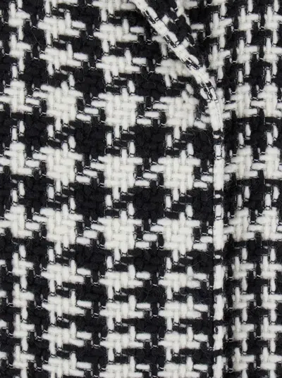 Dolce & Gabbana Black And White Coat With All-over Check Motiv In Wool Blend Woman