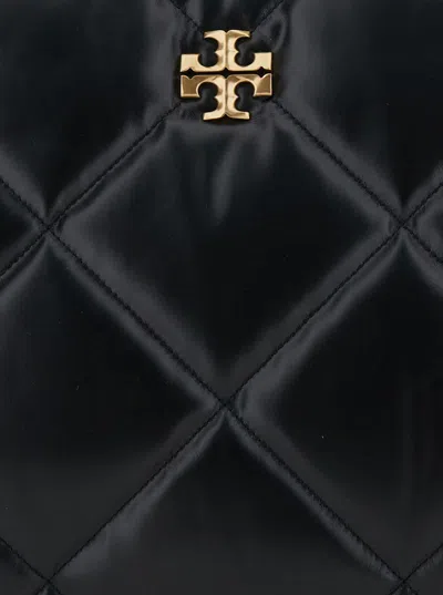 Tory Burch 'kira' Black Shoulder Bag With Logo Plaque And Double T Motif In Leather Woman