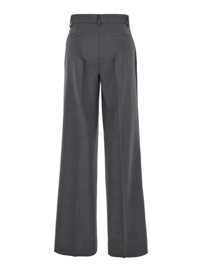 P.a.r.o.s.h Grey High-waisted Tailored Pants With Concealed Closure In Fabric Woman