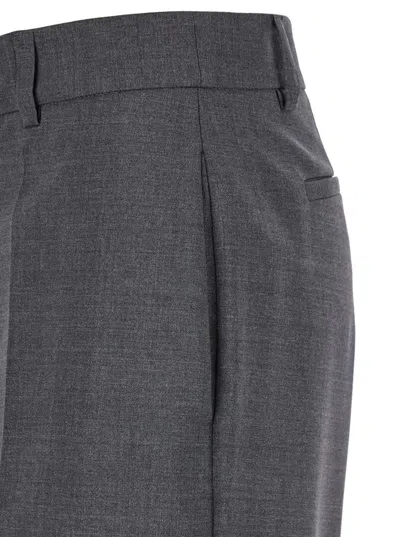 P.a.r.o.s.h Grey High-waisted Tailored Pants With Concealed Closure In Fabric Woman