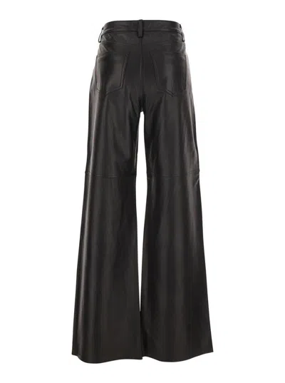 Michael Kors Black Pants With Belt Loops In Leather Woman In Black