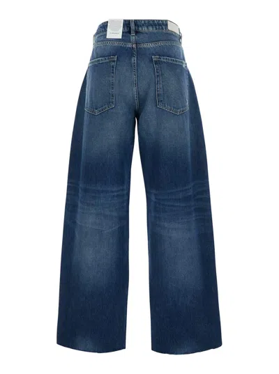 Icon Denim 'bea' Blue Jeans With Belt Loops And Logo Patch On The Rear In Denim Woman