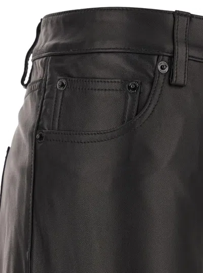 Michael Kors Black Pants With Belt Loops In Leather Woman In Black
