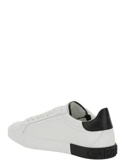 Dolce & Gabbana White Low Top Sneaker With Animal-motif Logo In Leather Woman