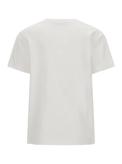 Stella Mccartney White Crewneck T-shirt With Embroidered Logo At The Front In Cotton Woman In Gray