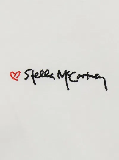 Stella Mccartney White Crewneck T-shirt With Embroidered Logo At The Front In Cotton Woman In Gray