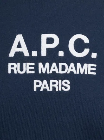 Apc Blue Tina Sweatshirt In Fleece Cotton With Logo Embroidery To The Chest A.p.c. Woman In Blue