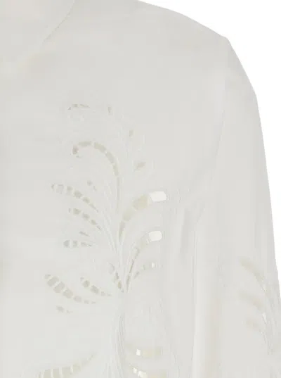 Twinset White Shirt With All-over Lace Embroidery In Cotton Woman