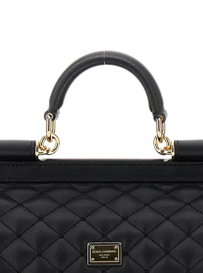 Dolce & Gabbana 'sicily' Black Handbag With Logo Plaque In Quilted Leather Woman