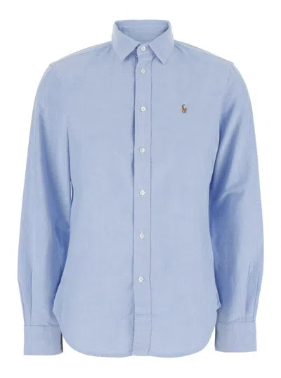 Polo Ralph Lauren Light Blue Shirt With Classic Collar And Pony Embroidery On The Front In Cotton Woman