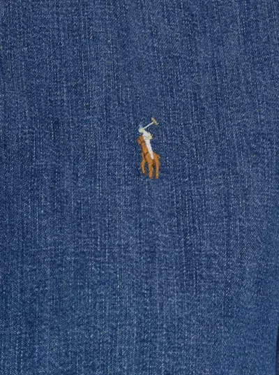 Polo Ralph Lauren Blue Shirt With Classic Collar And Pony Embroidery On The Front In Denim Woman