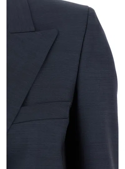 Blazé Milano Aile Blue Double-breasted Jacket With Peak Revers In Wool Blend Woman