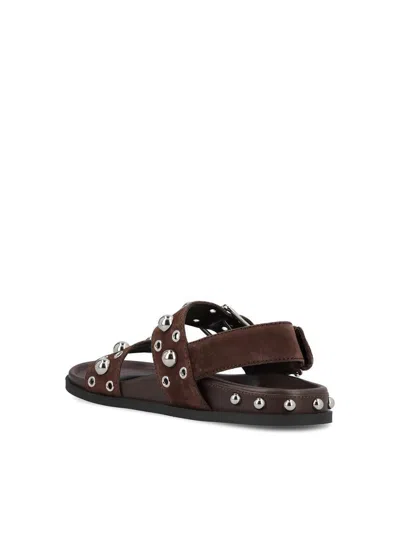 Valentino Embellished Double-strap Sandals In Brown