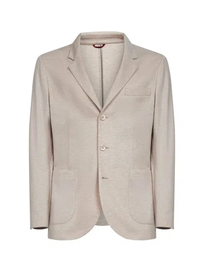Brunello Cucinelli Men Beige Cashmere Jersey Blazer In Neutral