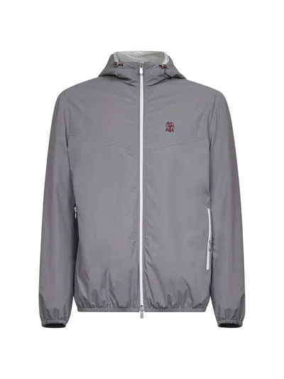 Brunello Cucinelli Long Sleeve Casual Jacket In Gray