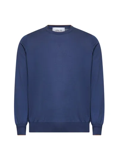 D 4.0 Blue Silk And Cotton Crewneck Sweater In Blue