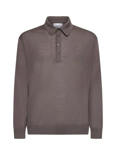 D 4.0 Taupe Virgin Wool Knit Polo Shirt In Brown