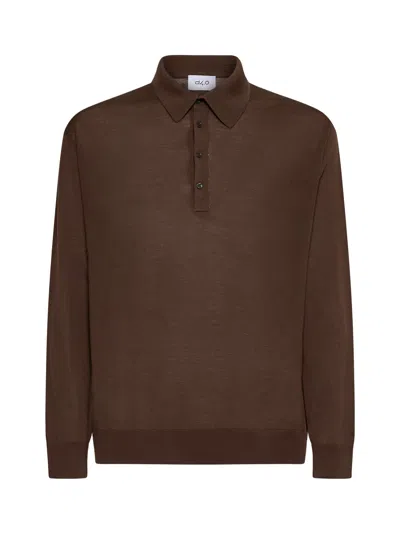 D 4.0 Brown Virgin Wool Knit Polo Shirt In Brown