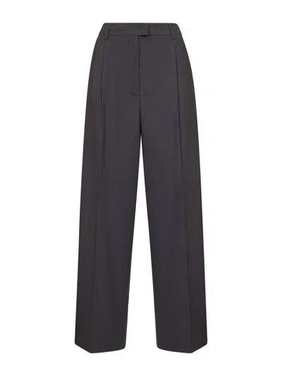 Blanca Vita Anthracite Stretch Canvas Pulsa One-pleat Trousers