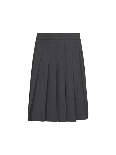 Blanca Vita Anthracite Stretch Canvas Gymbe Pleated Skirt