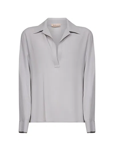 Blanca Vita Grey Silk Blend Toles Blouse In Neutral