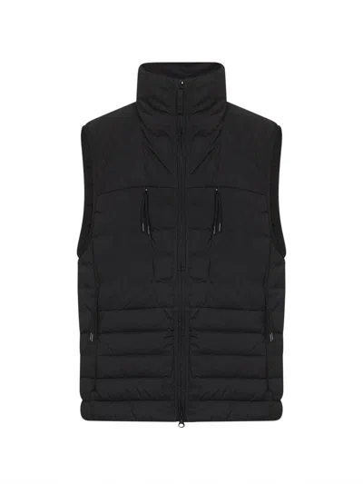 Stone Island Down Vest With Seamless Feather Tunnels And Anti-drop In Black