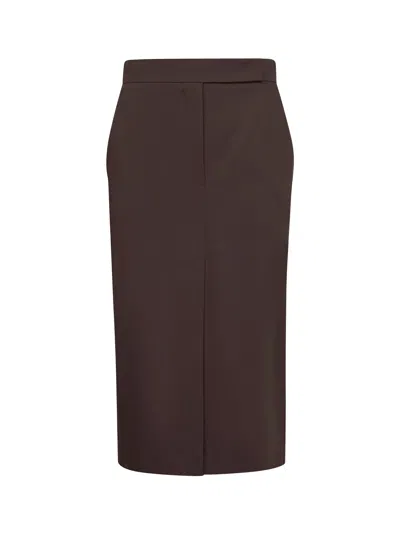 Blanca Vita Brown Stretch Cady Galizia Midi Pencil Skirt