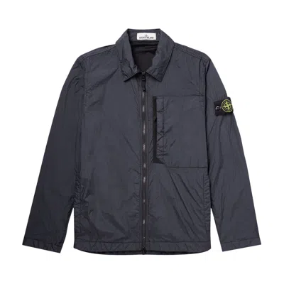 Pre-owned Stone Island Compass Patch Collared Zip Up Jacket 'navy Blue' | Men's Size S