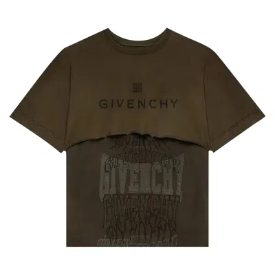 Pre-owned Givenchy Layered Graphic T-shirt 'military Green' | Men's Size Xxl