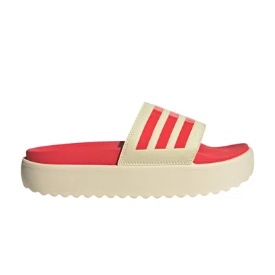Pre-owned Adidas Originals Adidas Wmns Adilette Platform Slide 'warm Vanilla Semi Lucid Red' | Women's Size 11