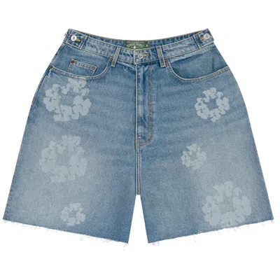 Pre-owned Denim Tears Laser Wreath Denim Short 'light Wash' | Blue | Men's Size Xl
