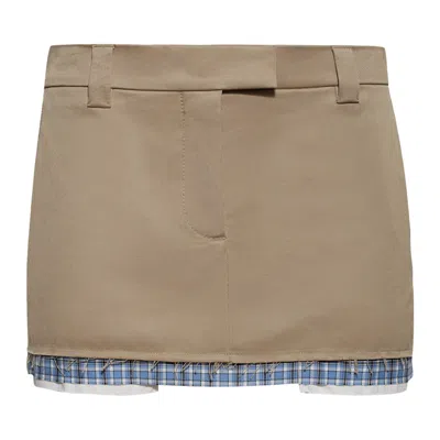 Pre-owned Miu Miu Chino Mini Skirt 'cord' | Tan | Women's Size 40