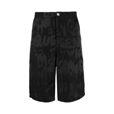 Pre-owned Alexander Mcqueen Graffiti Logo Shorts 'ink/black' | Blue | Men's Size M