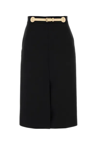 Valentino Garavani Black Wool Blend Skirt