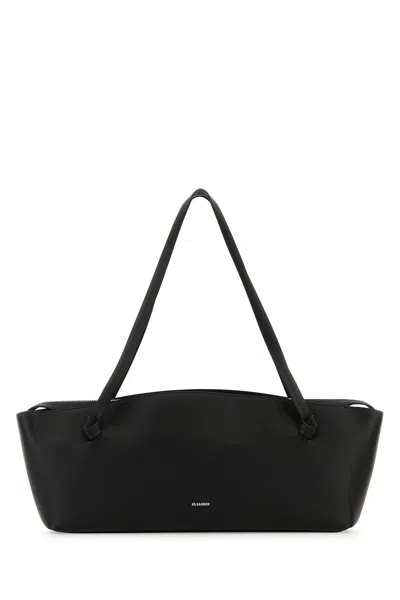 Jil Sander Leather Knot Shoulder Bag With Long Handles In Black