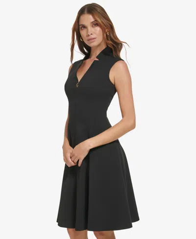 Calvin Klein Women's Sleeveless Scuba Crepe A-line Dress