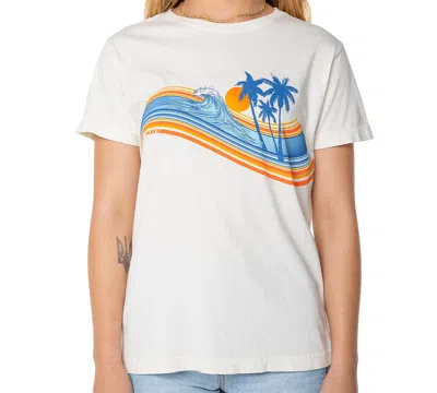 Roxy Wave Stripe Graphic T-shirt In White