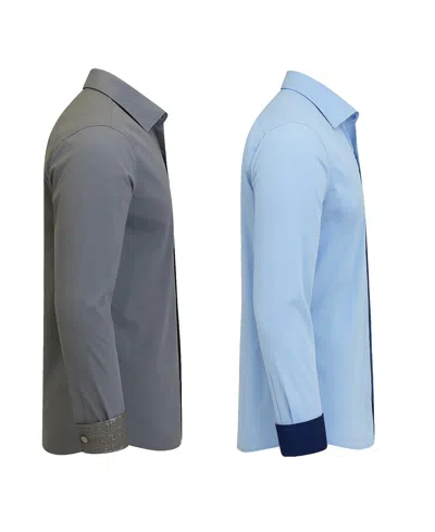 Galaxy By Harvic Men's 2-pack Slim Fit Solid Dress Shirt In Blue