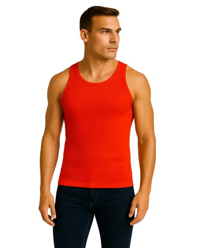 Galaxy By Harvic Men's Heavyweight Ribbed Tank Top In Red